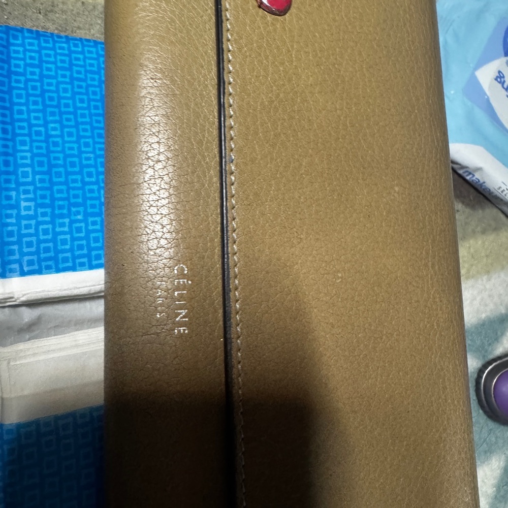 Celine Tan Exterior with Red Interior Leather Card Holder